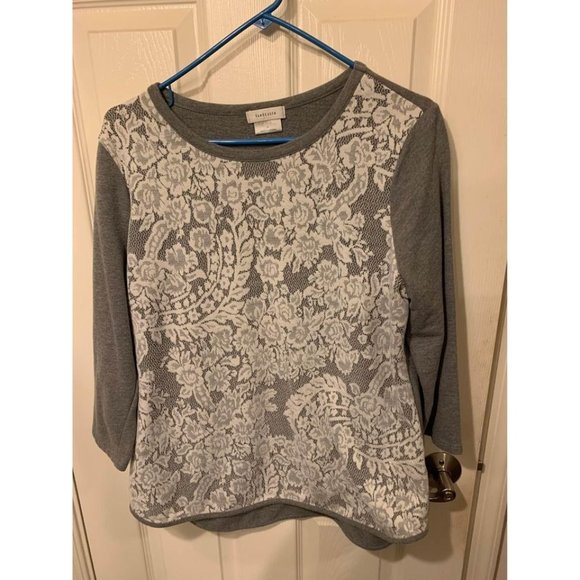 D&M Fabulous Finds Tops - Van Heusen gray lace blouse